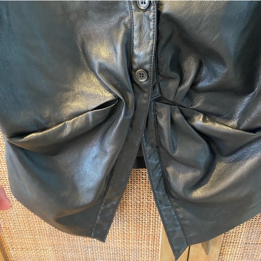 NANUSHKA Black Thora Short Sleeve Vegan
Leather Shirt Top - Picture 7 of 8